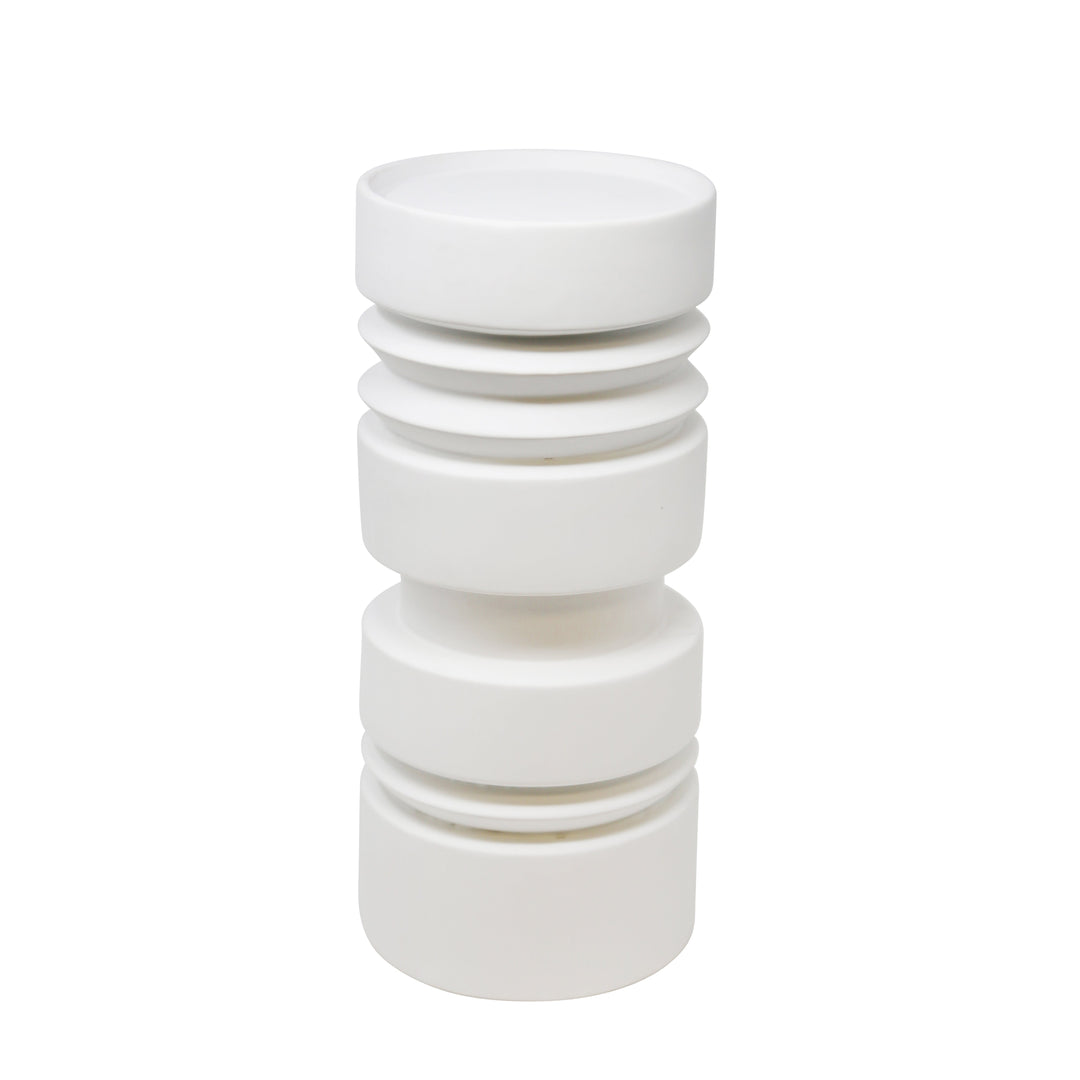 Ceramic Pillar Candle Holder, White