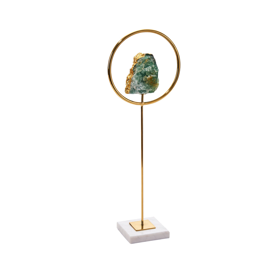 Decorative Table Decor W/ Agate, Green/Gold