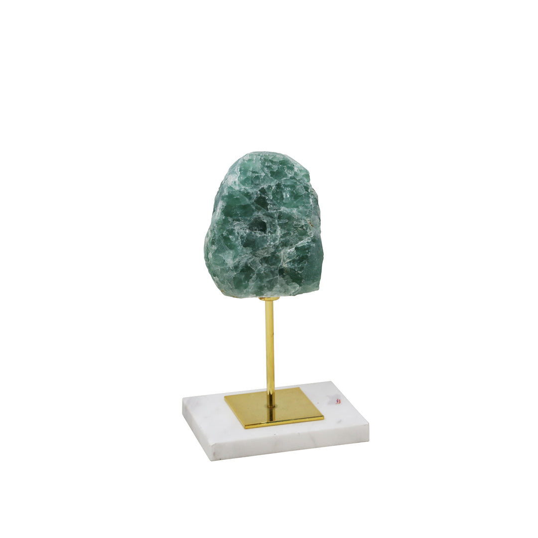 Metal Table Decor W/ Agate, Green