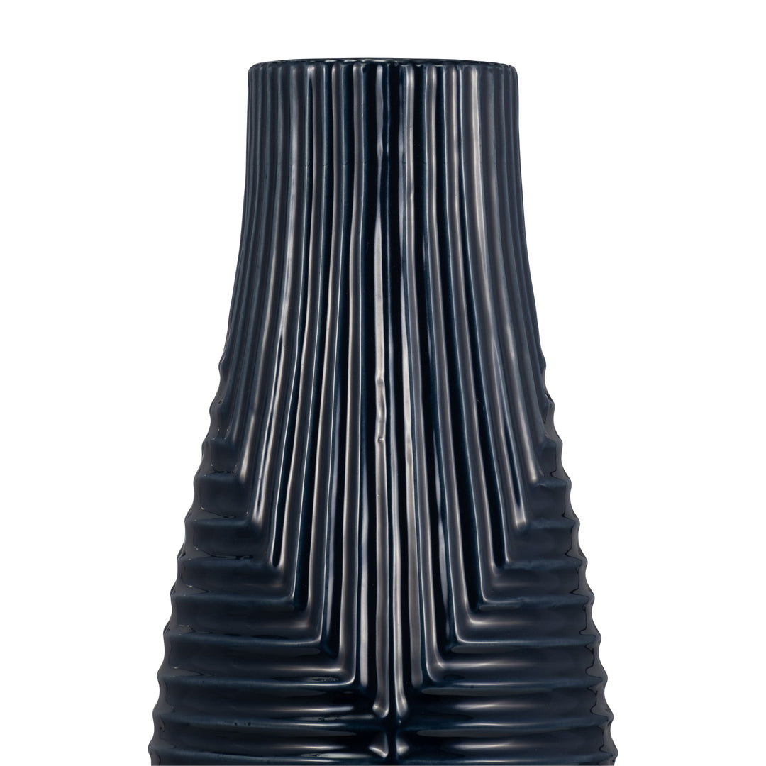 CER, 20" TRIBAL VASE, NAVY BLUE