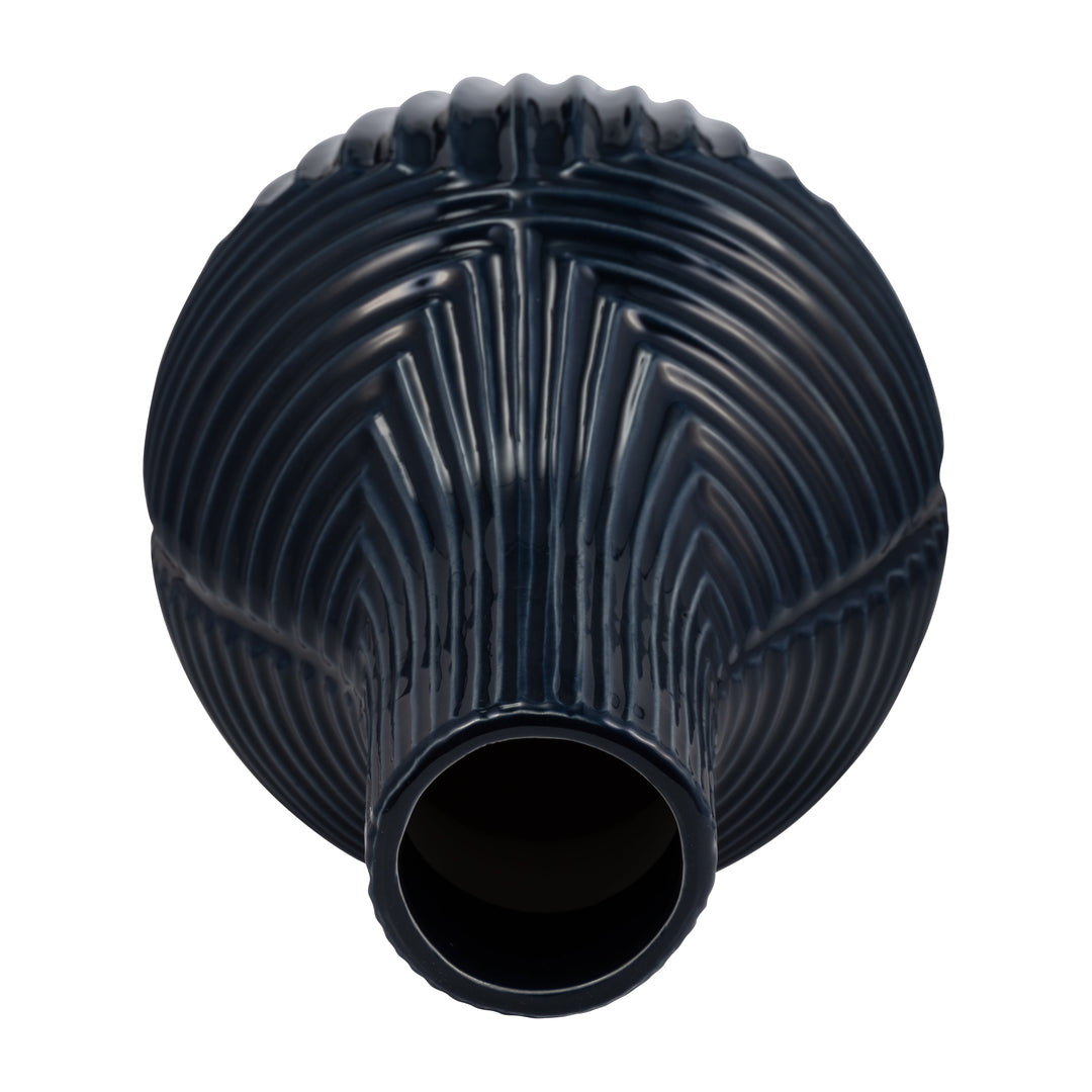 CER, 16" TRIBAL VASE, NAVY BLUE