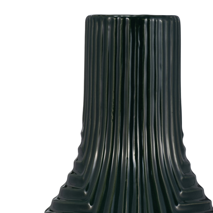 CER, 16" TRIBAL VASE, FOREST GREEN