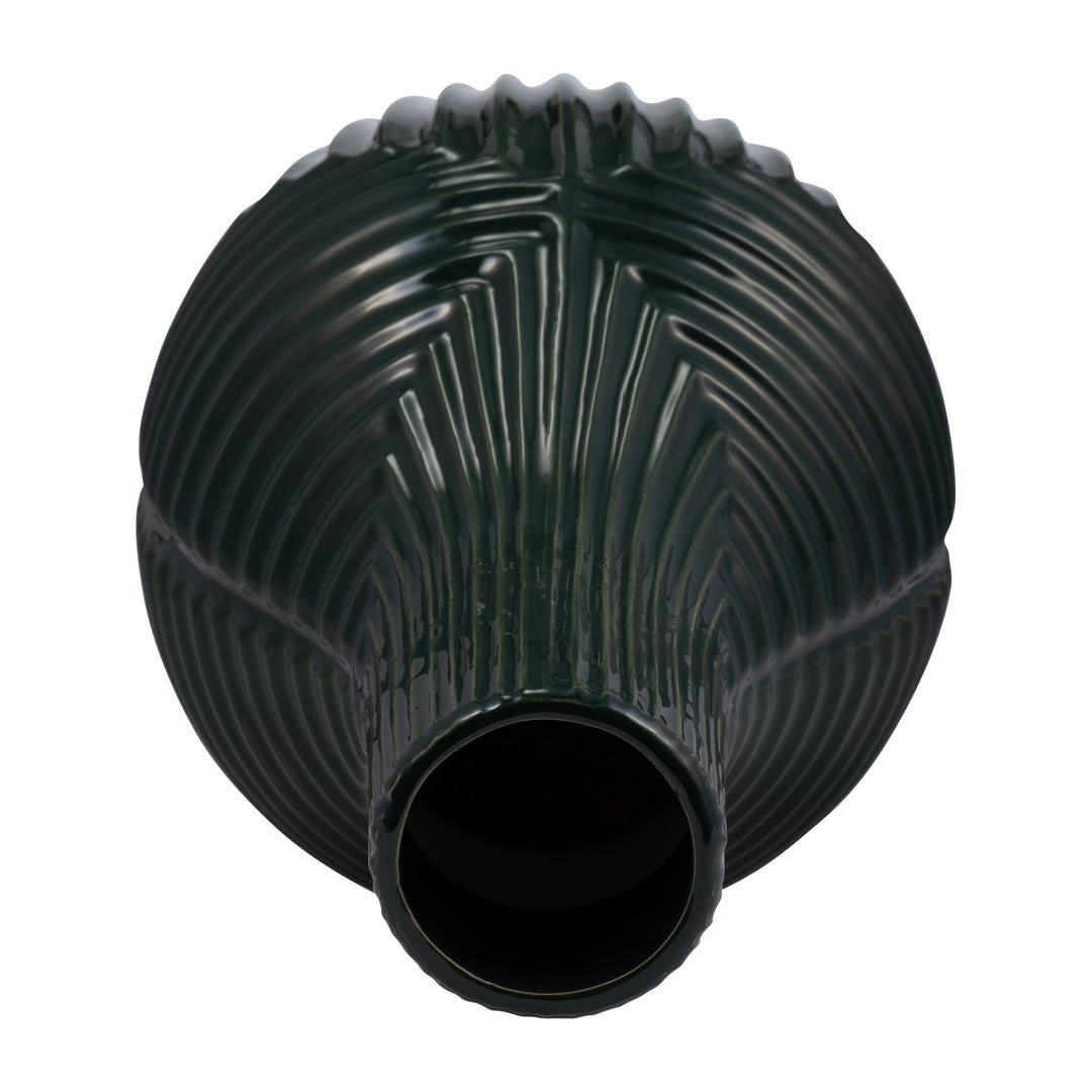 CER, 16" TRIBAL VASE, FOREST GREEN