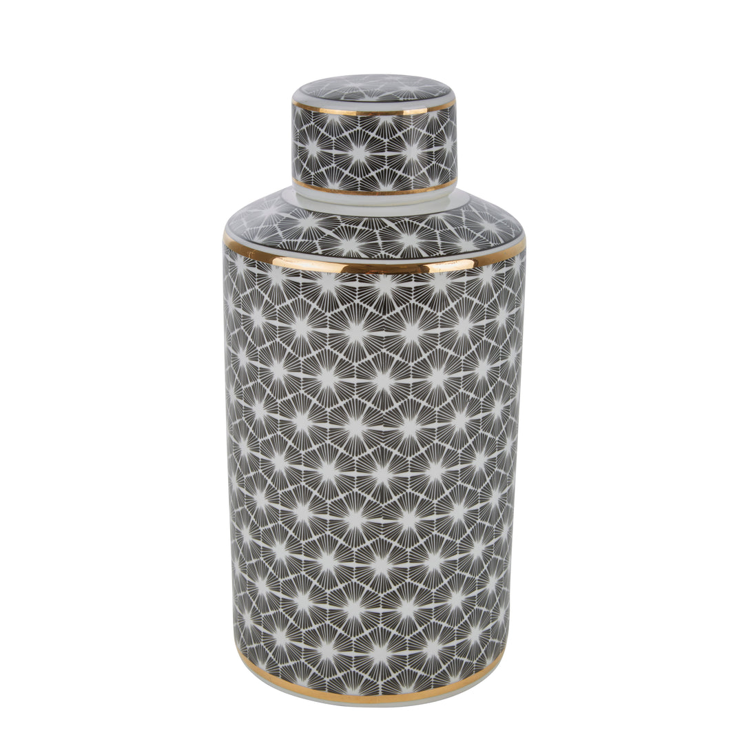 WHITE/BLACK JAR W/ GOLD EDGE, 12"