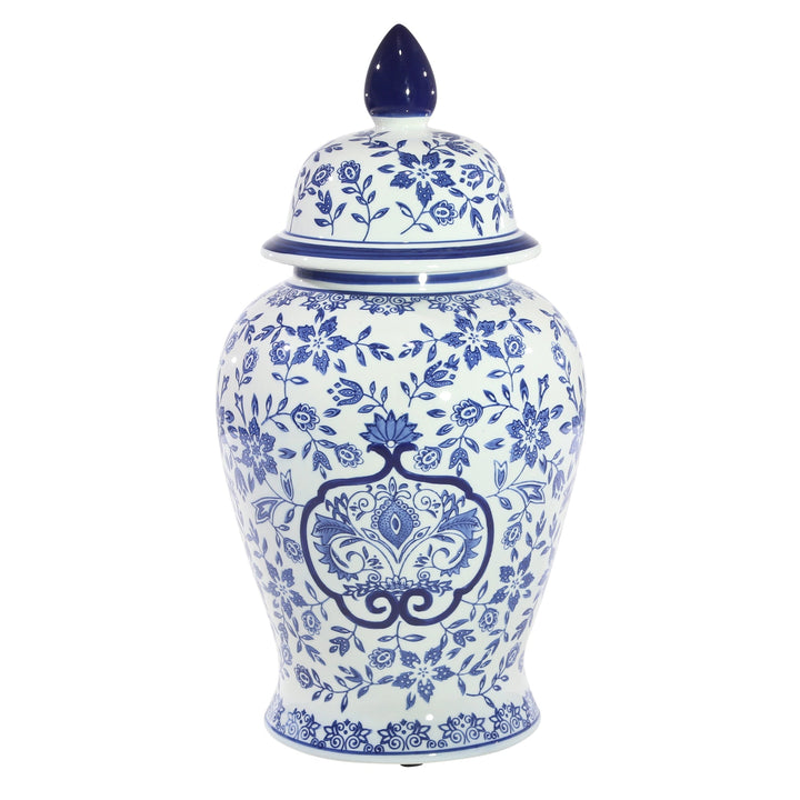 WHITE/BLUE TEMPLE JAR 18"