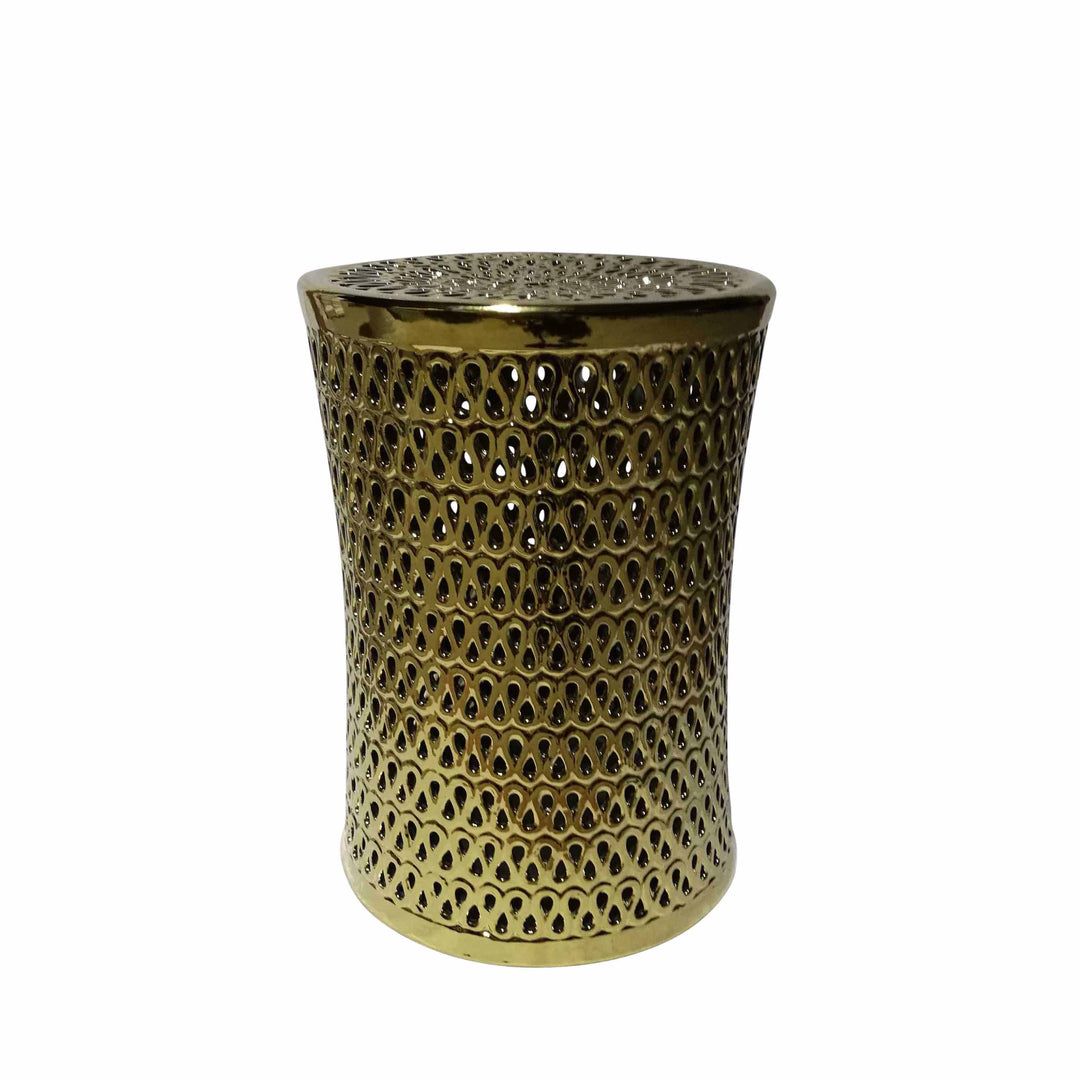 Ceramic Pierced Garden Stool, Gold