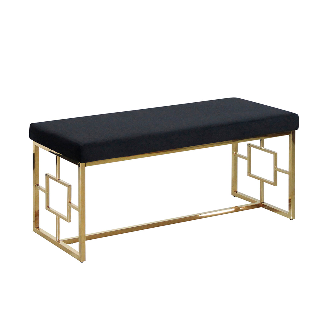 Bench W/ Velveteen Seat, Gold / Black