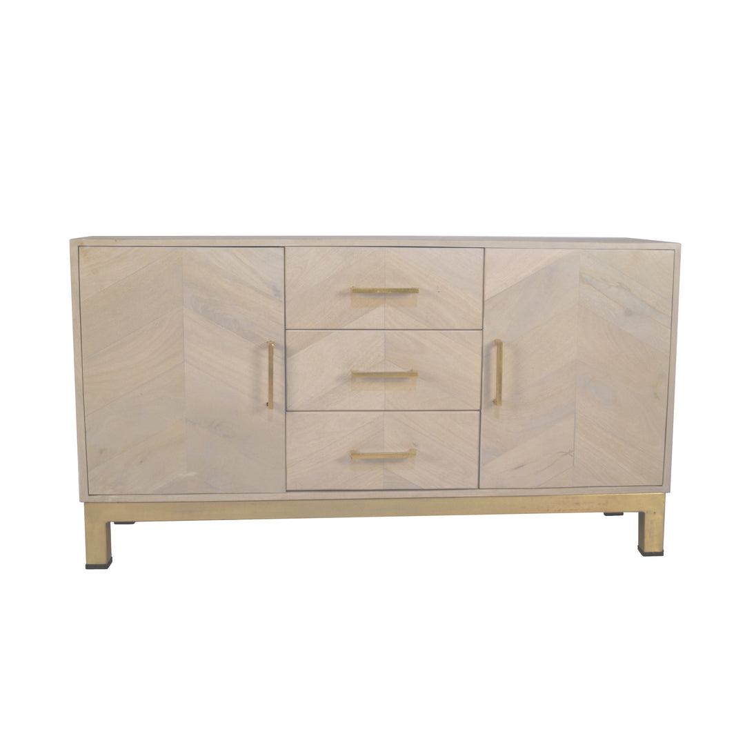 Wooden 2 Door, 3 Drawer Sideboard , White Wash