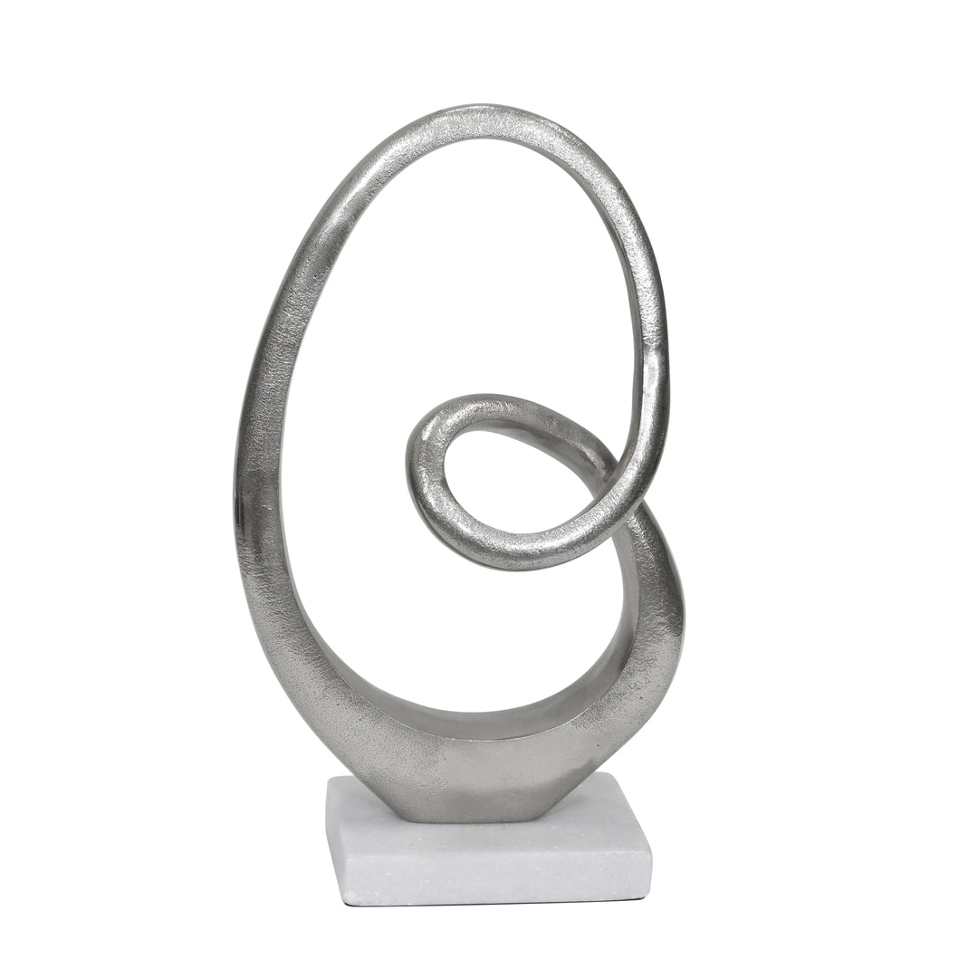 SILVER LOOP SCULPTURE ON MARBLE BASE