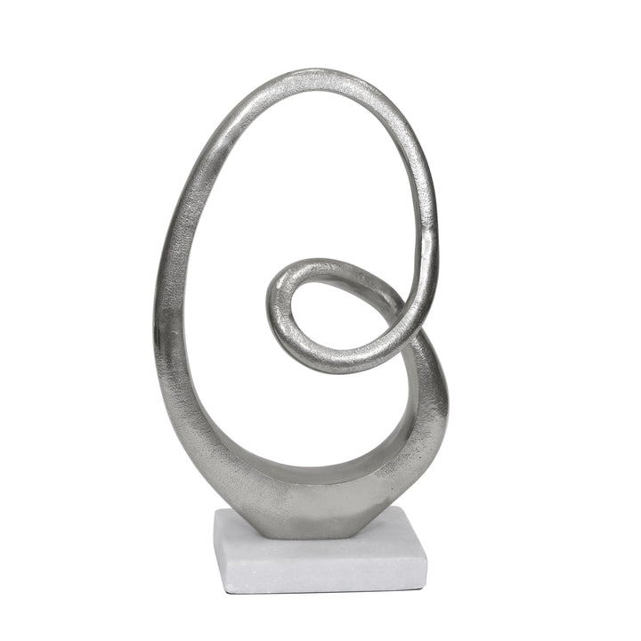 SILVER LOOP SCULPTURE ON MARBLE BASE