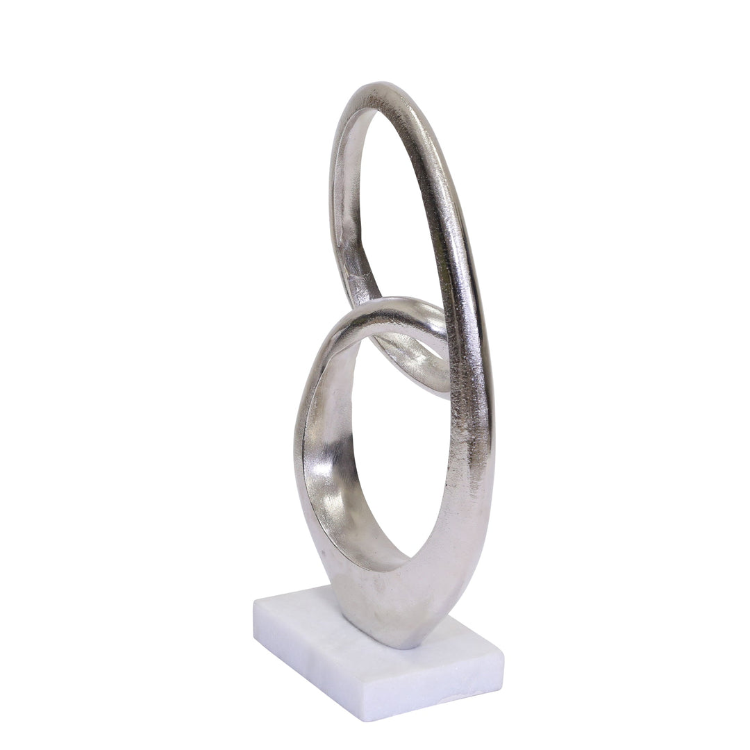 SILVER LOOP SCULPTURE ON MARBLE BASE