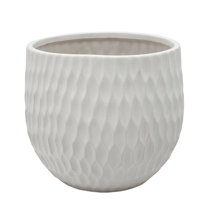 S/3 CERAMIC PLANTERS , MATTEWHITE