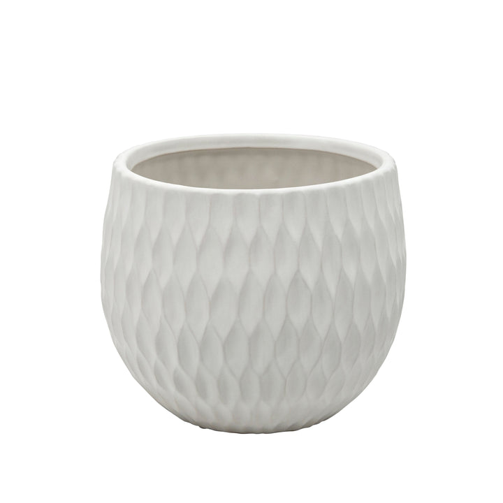 S/3 CERAMIC PLANTERS , MATTEWHITE