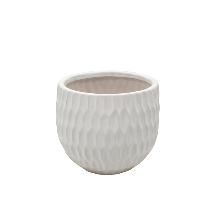 S/3 CERAMIC PLANTERS , MATTEWHITE