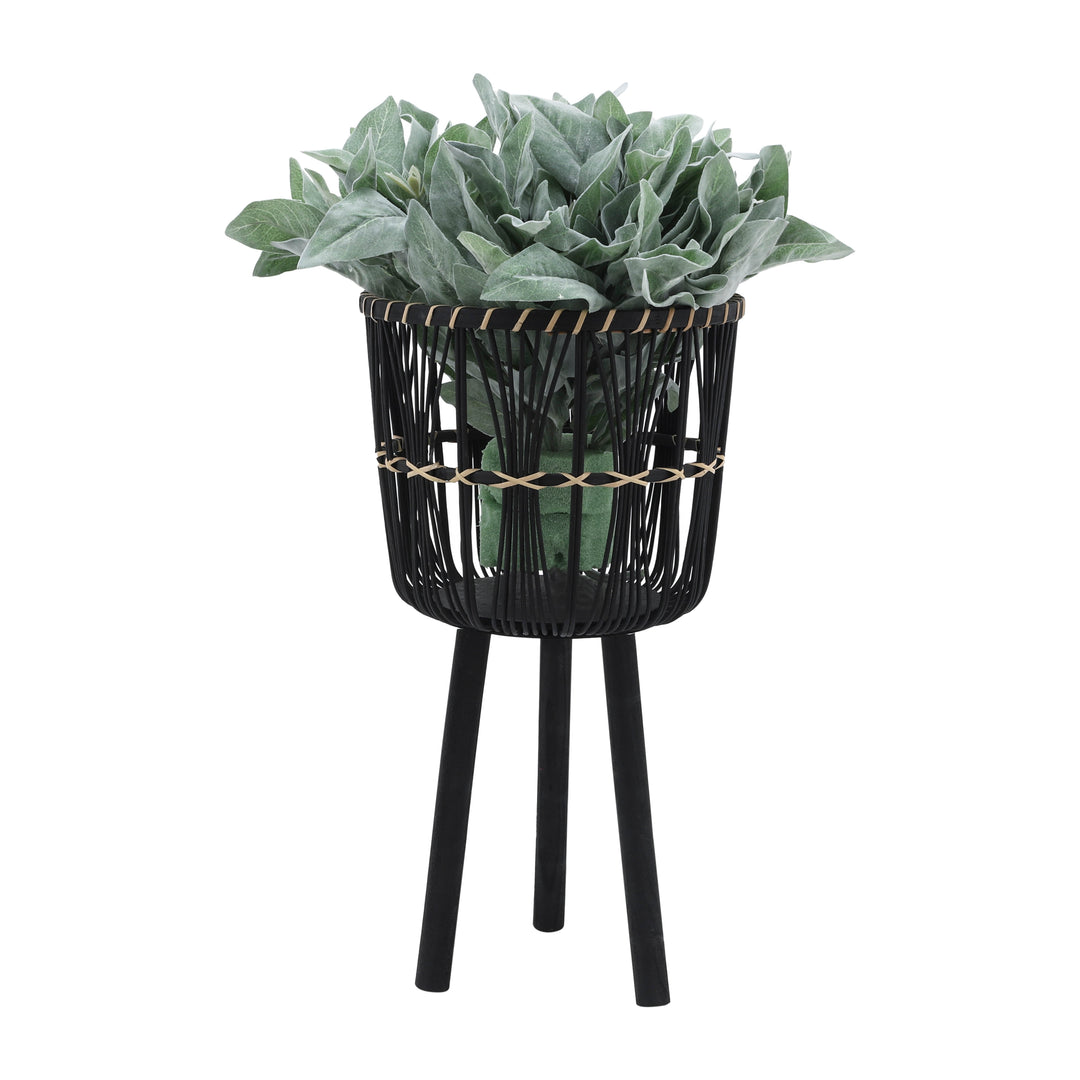 S/3 Bamboo Planters 11/13/15", Black