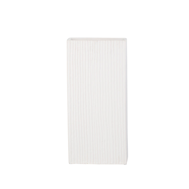 MATTE WHITE RIBBED VASE 14.75"