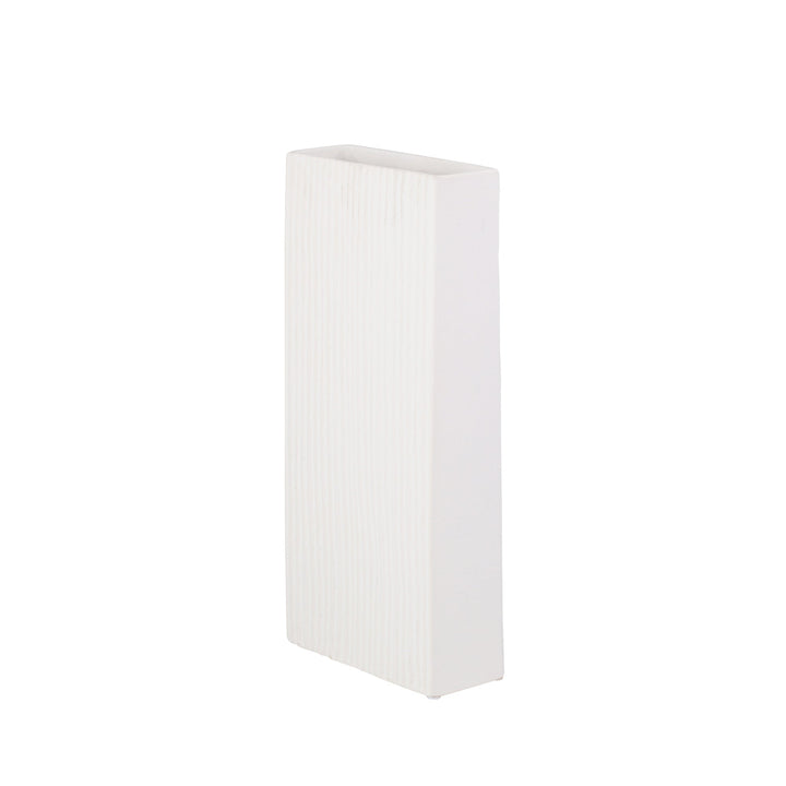 MATTE WHITE RIBBED VASE 14.75"