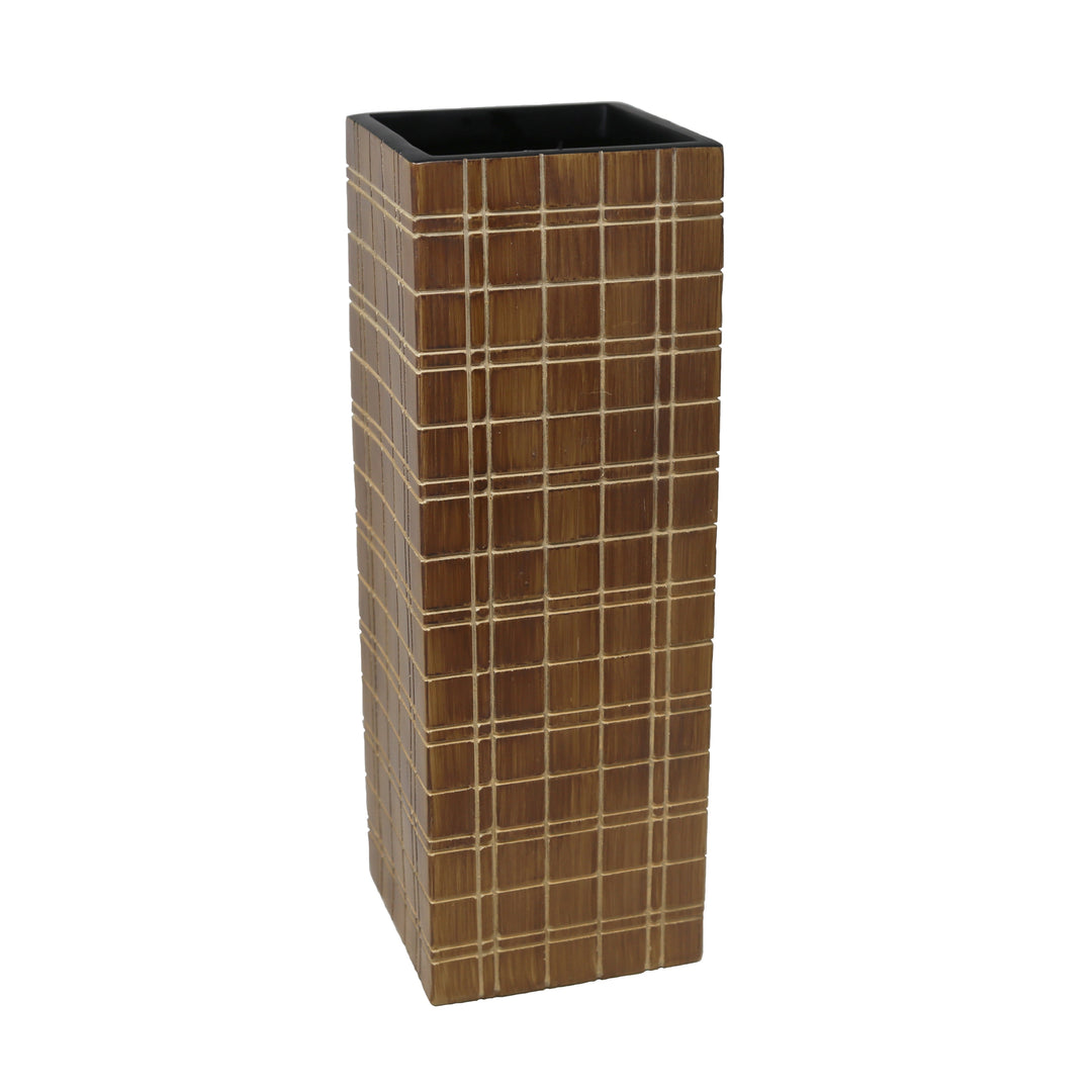 LIGHT BROWN GRID VASE 16"