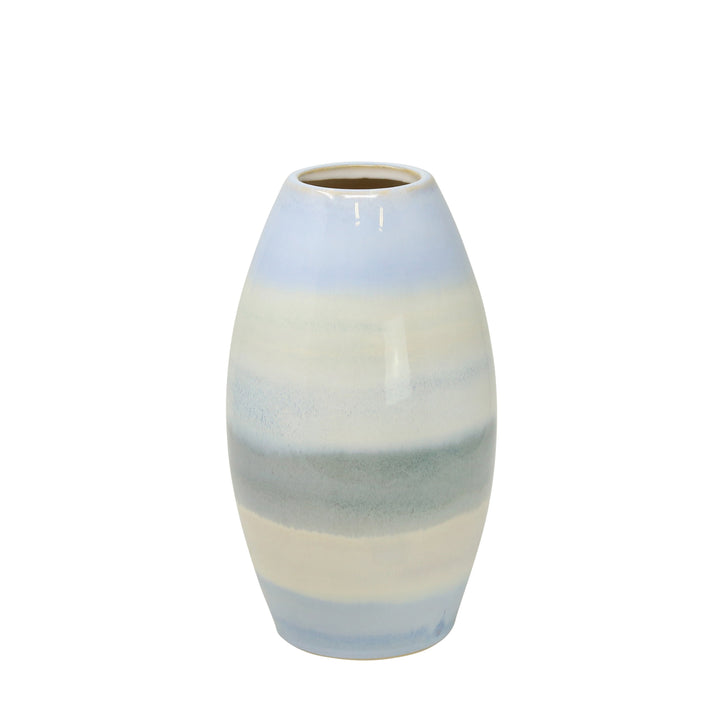 CERAMIC 10" CONE VASE, BLUE MULTI