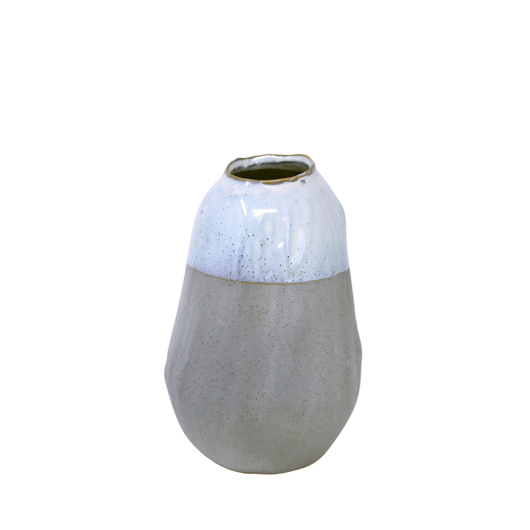 CERAMIC 8.25" ORGANIC VASE , GRAY