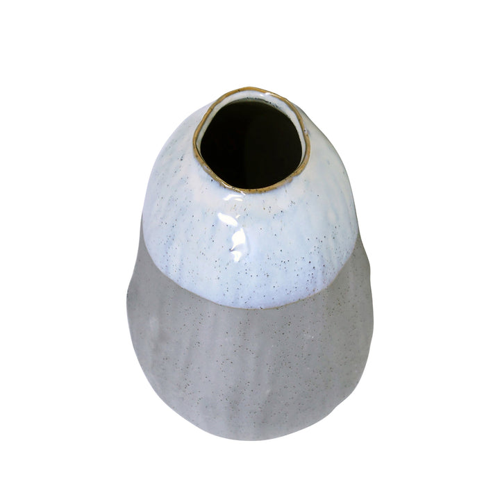 CERAMIC 8.25" ORGANIC VASE , GRAY