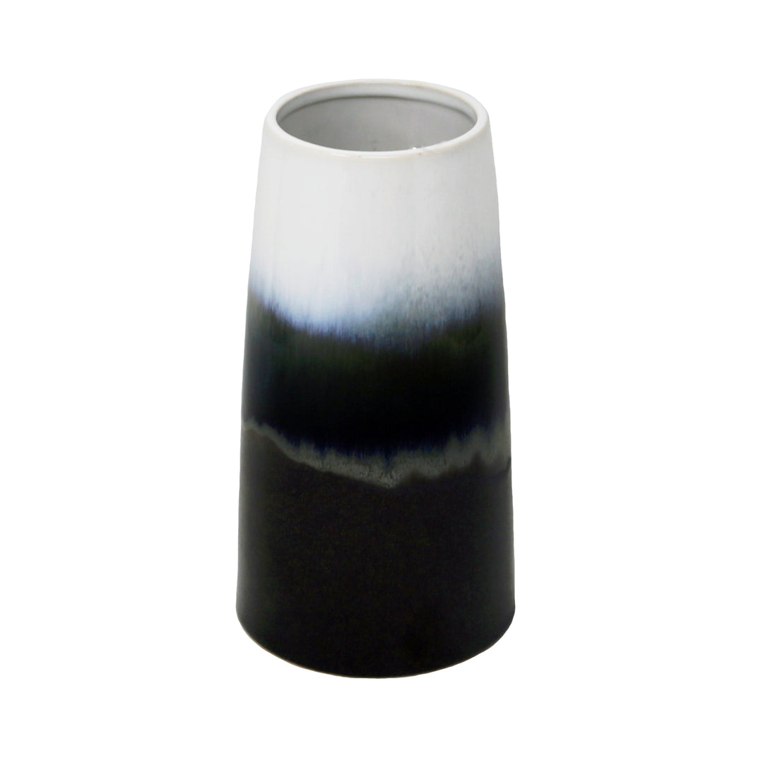 WHITE/BLUE LAYERED VASE 8"