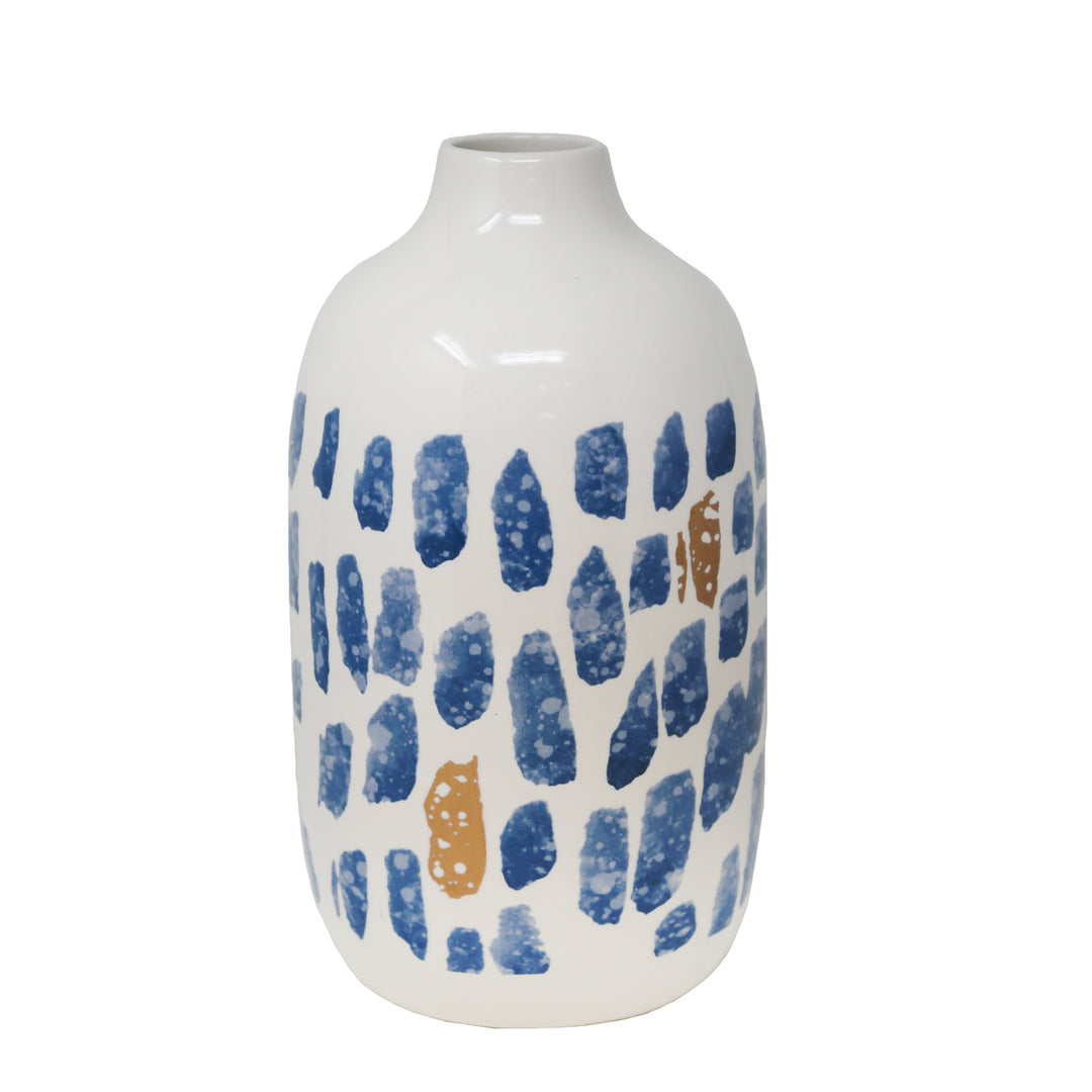 SPOTTED WHITE/BLUE VASE