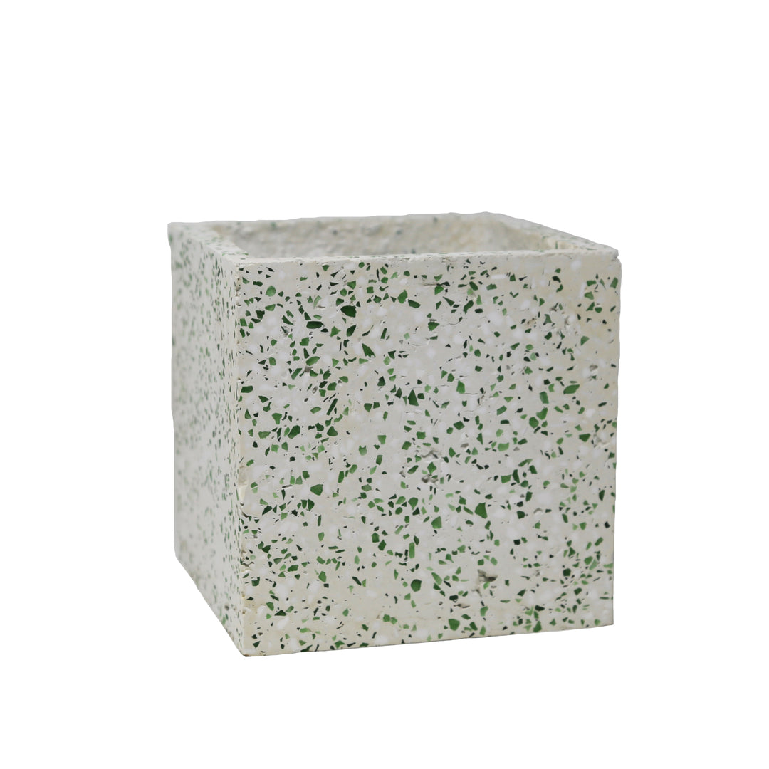 White/Green Speckled Planter