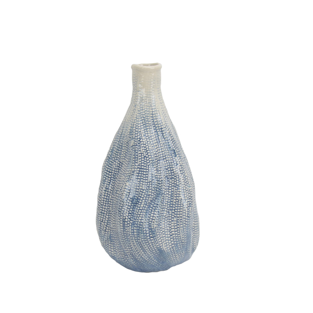 DISTORTED WHITE/BLUE VASE 15.5"