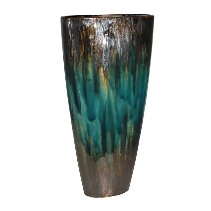 CERAMIC 20" VASE, GREEN MULTI