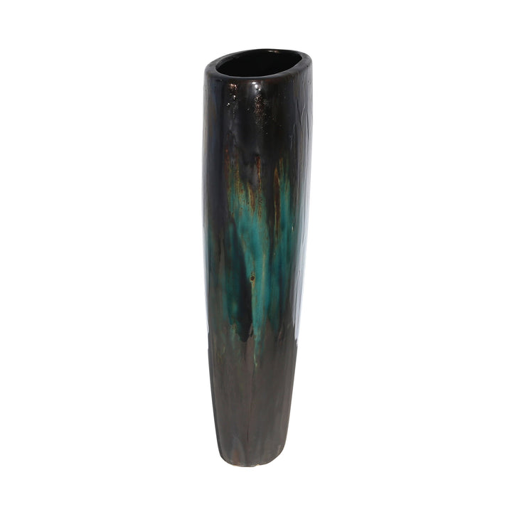 CERAMIC 16" VASE, GREEN MULTI