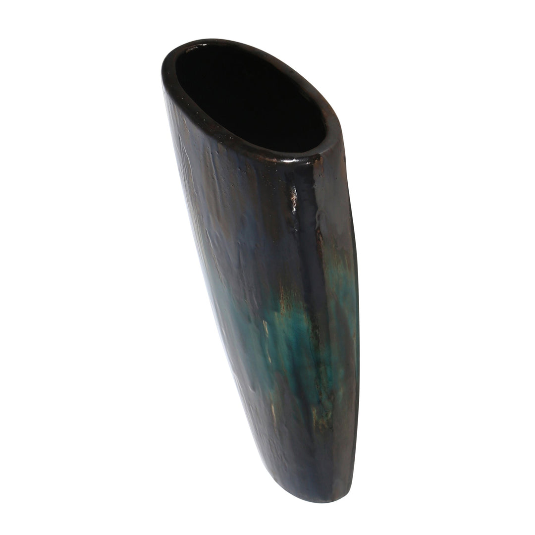 CERAMIC 16" VASE, GREEN MULTI