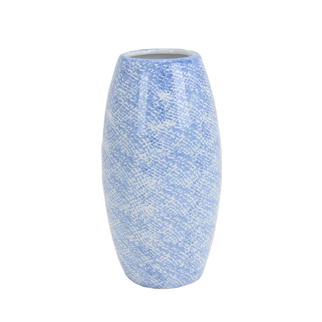 LIGHT BLUE/WHITE VASE 10"