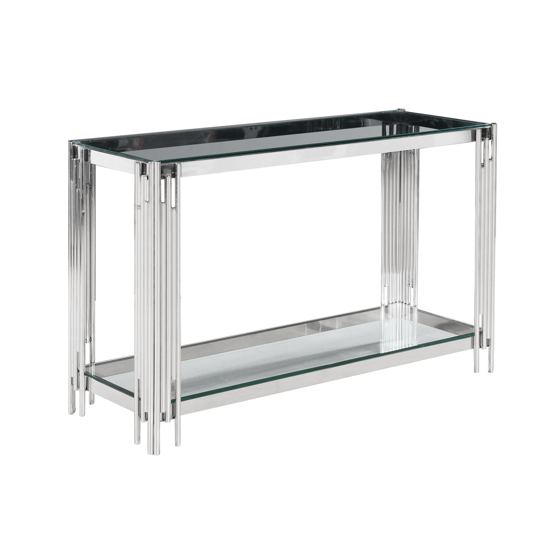 SILVER/GLASS CONSOLE TABLE, KD