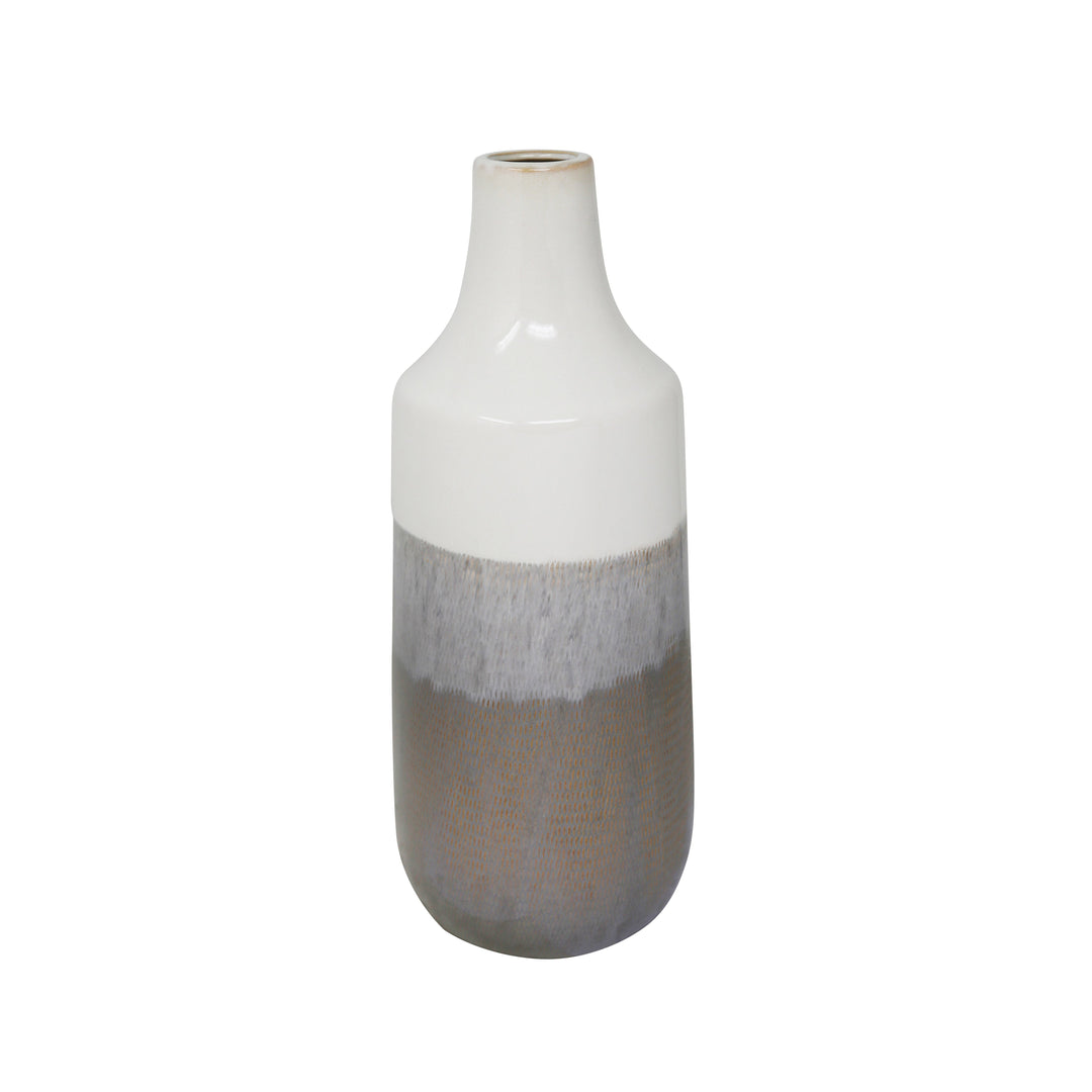 CERAMIC 14.5" VASE , MULTI GRAY