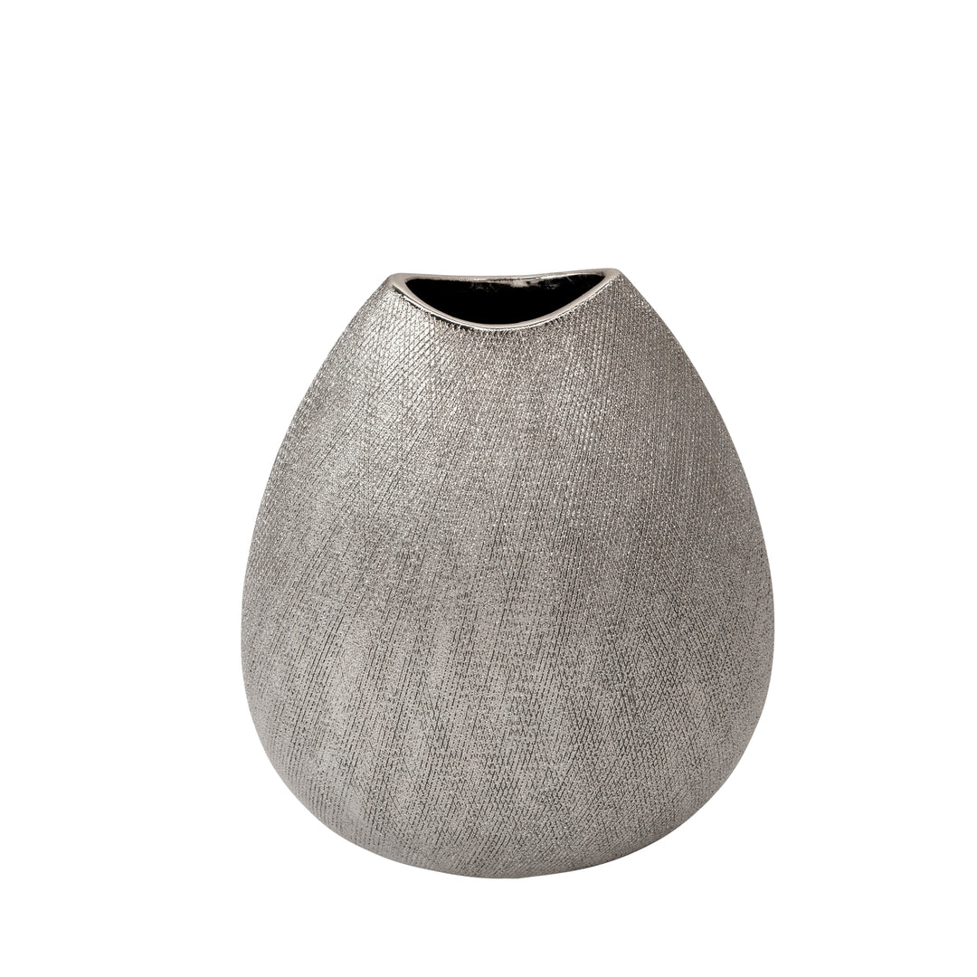 Ceramic 11" Vase, Silver