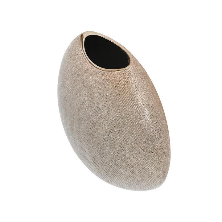 CERAMIC 10.75" VASE, CHAMPAGN