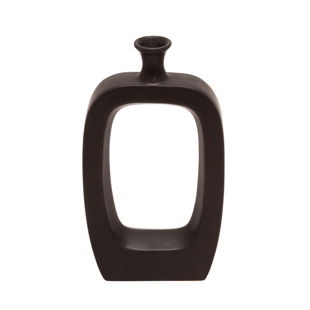 CER, 14" VASE W/CUTOUT, BLACK