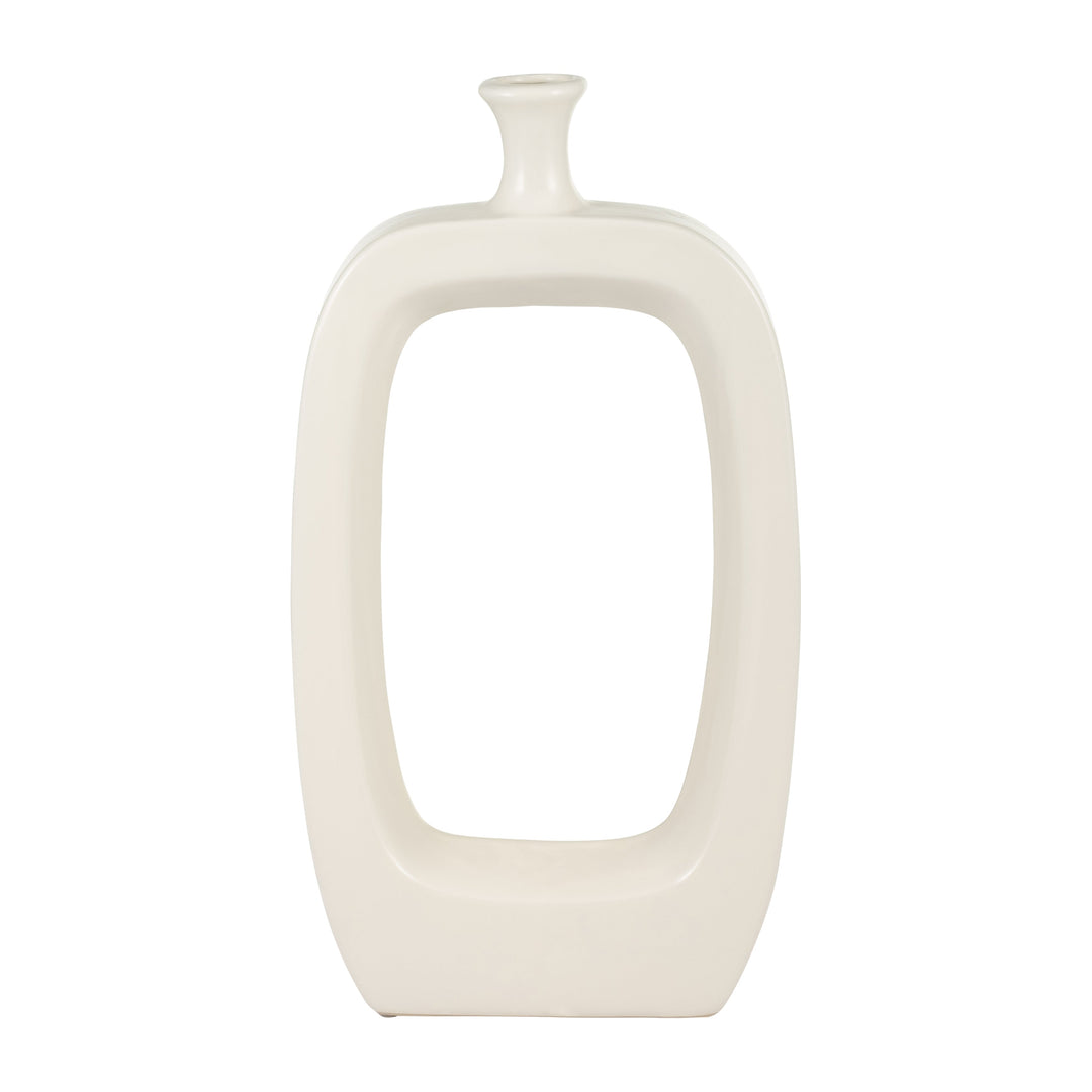 CER, 18" VASE W/CUT-OUT, CREAM