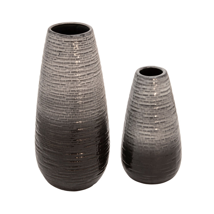 CERAMIC 16.25 VASE, GRAY