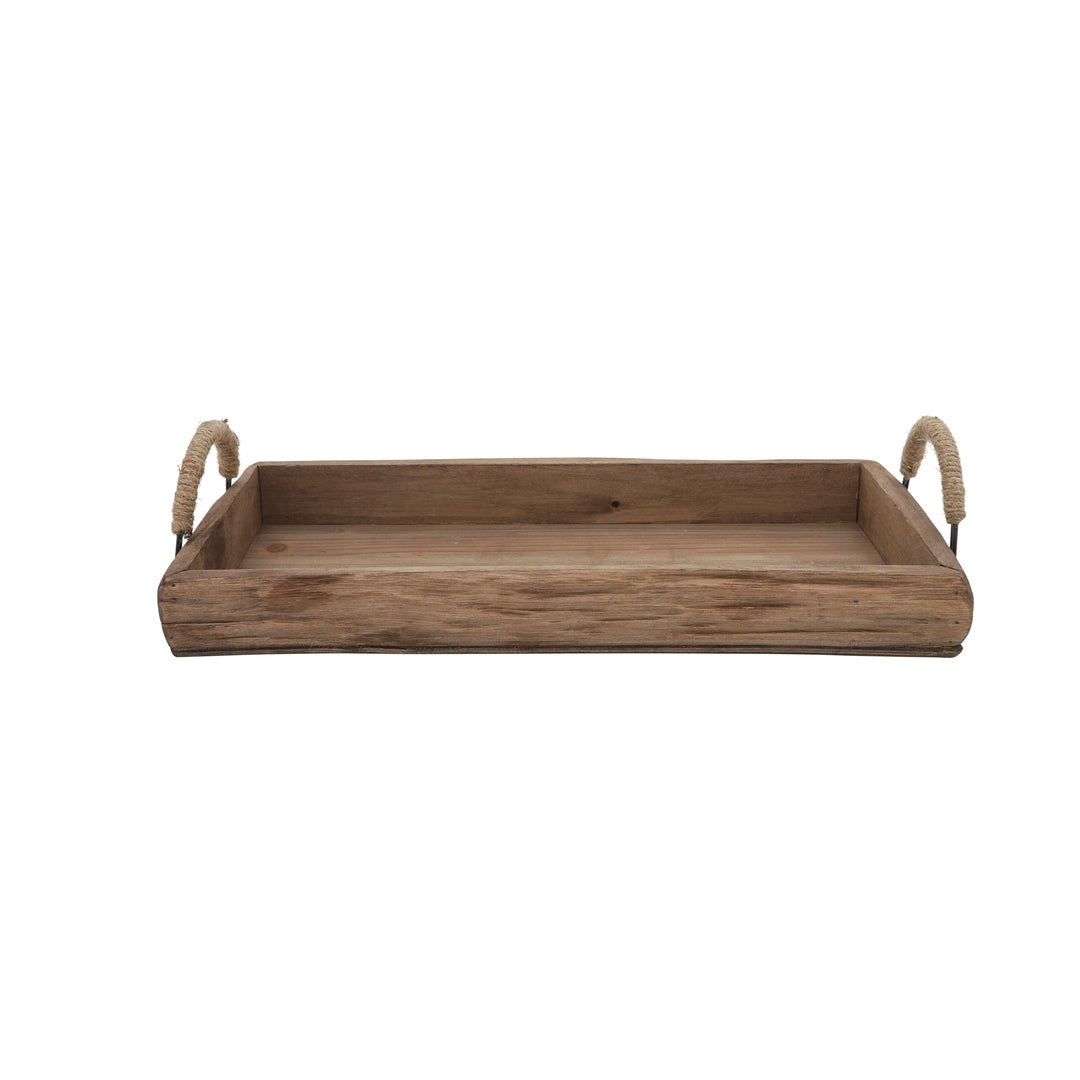 S/2 WOOD TRAYS, BROWN