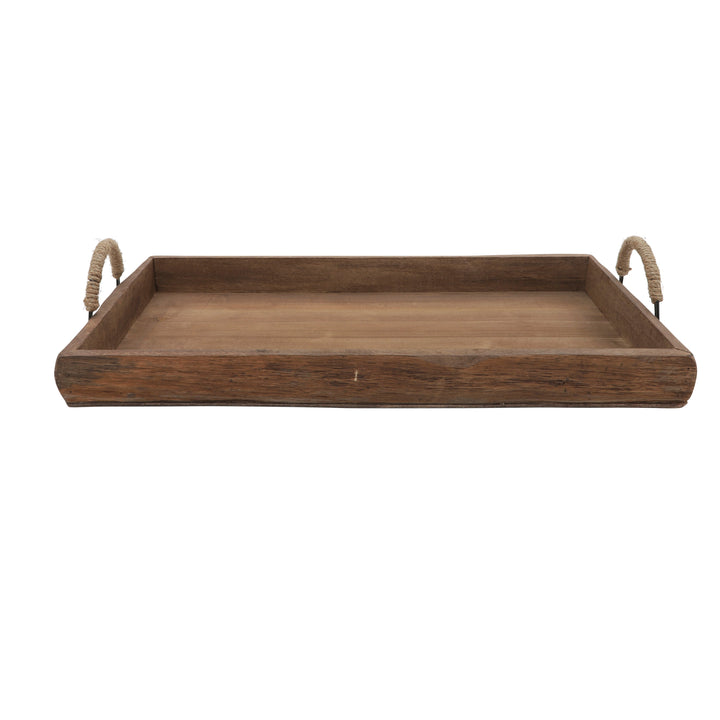 S/2 WOOD TRAYS, BROWN