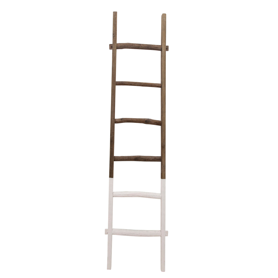 WOODEN , DECORATIVE 76" LADDER, 2-TONE WHITE