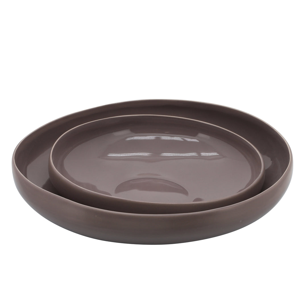 S/2 ORGANIC BOWLS 12/15", BEIGE