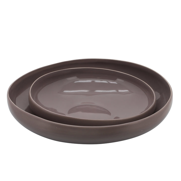 S/2 ORGANIC BOWLS 12/15", BEIGE