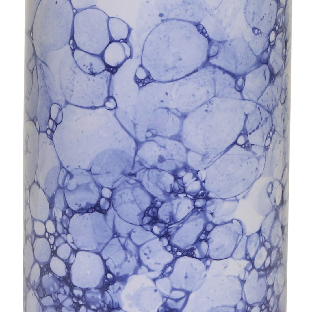 CERAMIC 12" BOTTLE VASE, WHITE/ BLUE