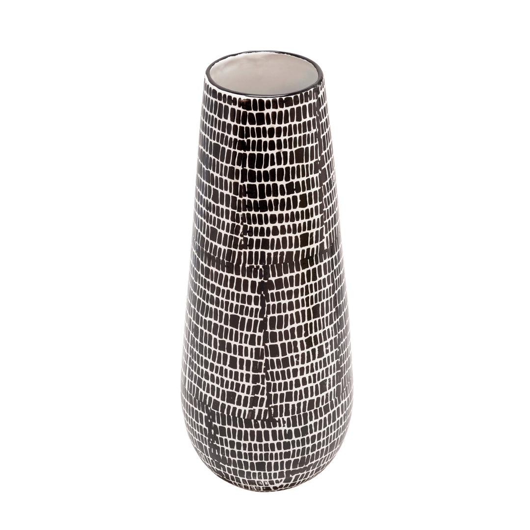 CERAMIC VASE 18", BLACK COBBLESTONE