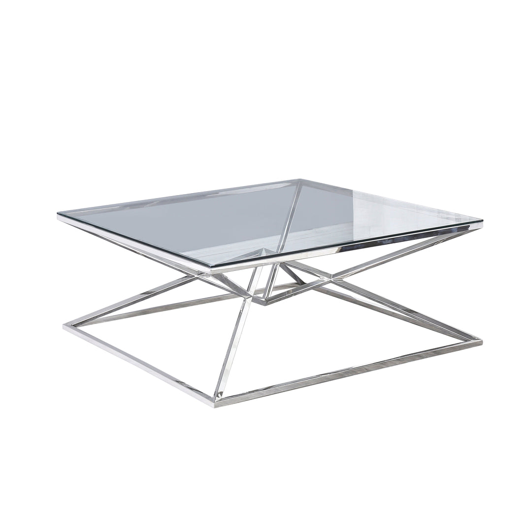 GLASS TOP COFFEE TABLE 42X42"SILVER