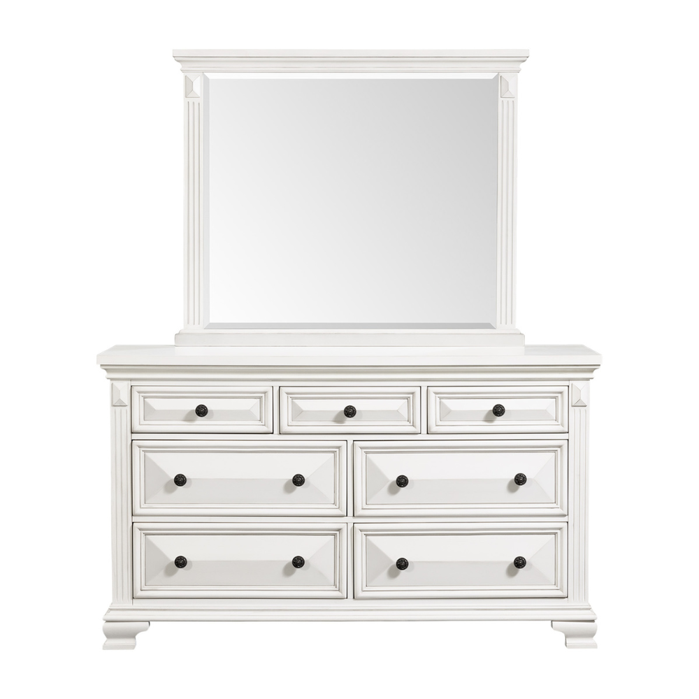 Calloway 7-Drawer Dresser w/ Mirror Set in White