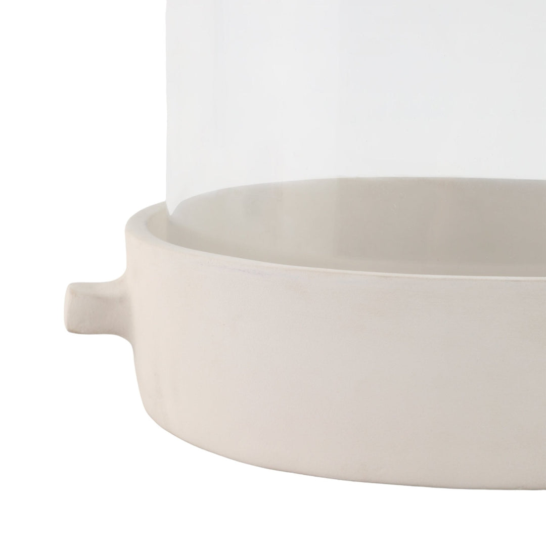 13x13" Terracotta Hurricane Pillar Holder, White